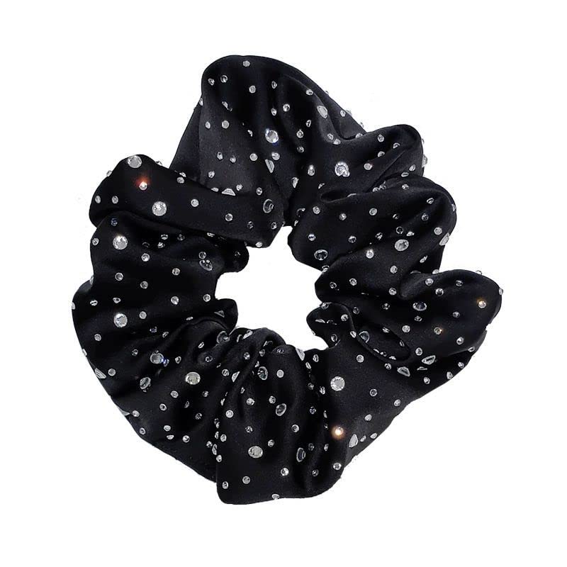 OTYOU 2 Pack Bling Hair Scrunchies Rich Tones Scrunchy Bobbles Elastic Hair Bands Ties Hair Accessories for Women Girls (Black)