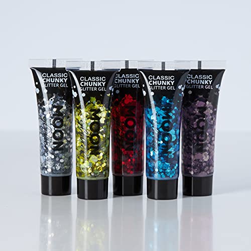 Classic Chunky Glitter Gel by Moon Glitter - 0.40fl oz - Glitter Face Paint - Set of 5