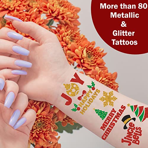Christmas Temporary Tattoos - Glitter & Metallic Designs