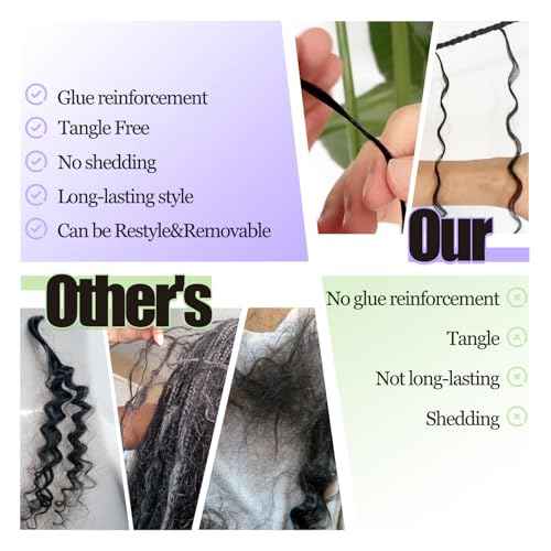 Pre-Divided Human Braiding Hair for Boho Braids Water Deep Wave Human Hair Bulk for Braiding No Weft Curly Human Hair Bundles for Boho Locs Boho Crochet Braids Hair Extensions (1B, 18"-320Strands)