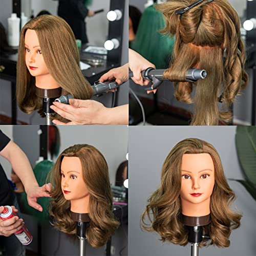 Human Hair Mannequin Head 20-22" Training Head with Clamp