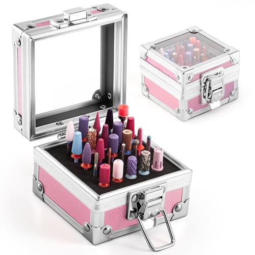 Nail Drill Bit Holder Case with 25 Holes, Portable & Dustproof