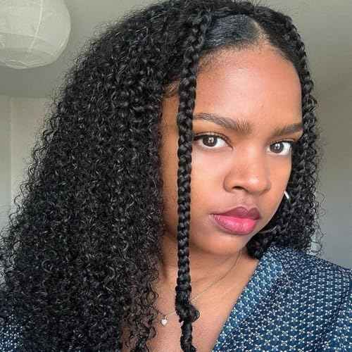 Ice Pear Half Wig Human Hair 200 Density Kinky Curly Half Wig 3 In 1 Seamless Flip Over Glueless Wigs Human Hair with Drawstring Beginner Friendly Curly Wig Headband Wig for Women Daily Wear 22 Inch