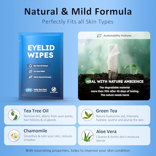 ProCIV Eyelid Wipes - Tea Tree Oil Eye Cleansing Cloths (30-Pack)