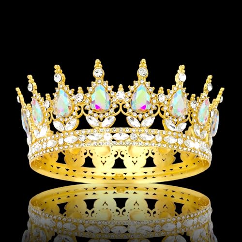 YOUlDIANZI Gold Crown-A+B Queen Rhinestone Tiara for Women Bridal & Costume Party