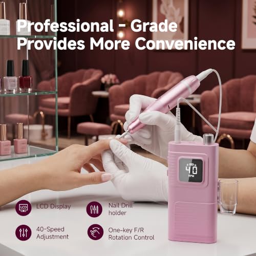 Professional Electric Nail Drill Kit - 40000RPM Adjustable E-File with LCD Display