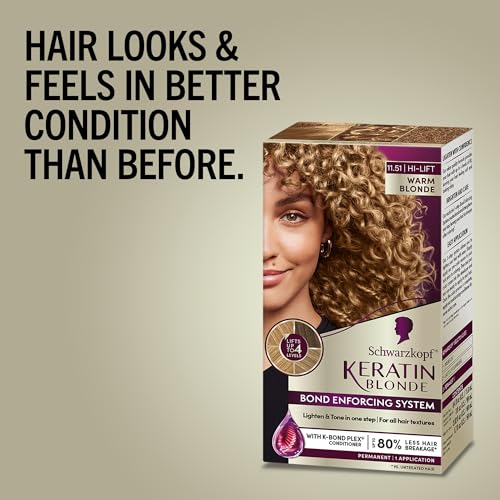 Schwarzkopf Keratin Blonde Hair Dye, 11.51 High Lift Warm Blonde, Professional Quality Permanent Hair Color, Bond Enforcing System, Pre-Color Serum & Conditioner Included