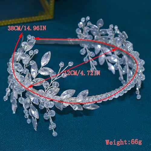 Wedding Hair Pieces for Brides, Bridal Headband, Handcrafted Tiaras for Women(Silver)