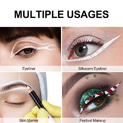 Erinde White Eyeliner Pencil Set - 12 Pack Waterproof