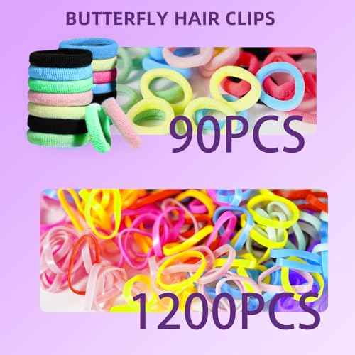 Toddlers Hair Accessories Set for Girls - Colorful Small Rubber Bands,No Damage Elastic Hair Ties and Topsy Tail Tools