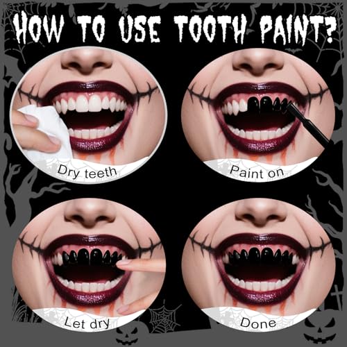 Professional Black Tooth Paint for Halloween Makeup & Cosplay