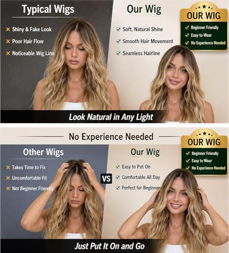 26 Inch Blonde Wavy Wig for Women | Tangle Resistant