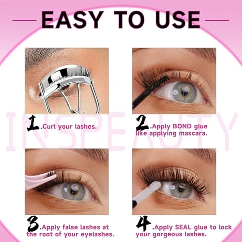 INSPEAUTY Lash Bond and Seal Duo, 5ml+5ml Waterproof Lash Glue for Eyelash Clusters, 72H Hold
