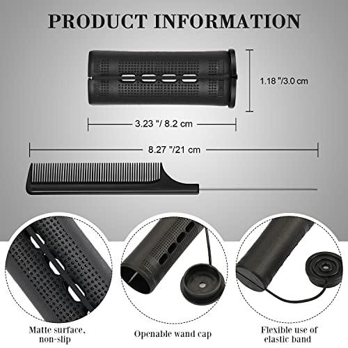 24 Pcs Hair Perm Rods with Tail Comb - Curling Hair Styling Tool Set