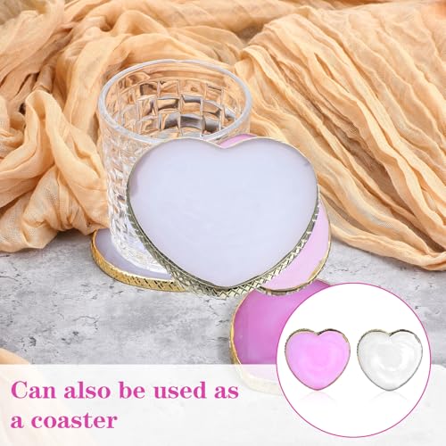 Heart-Shaped Resin Nail Art Palette Set 2PCS with Gold Trim