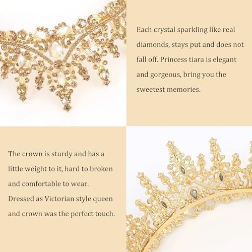 Gold Princess Tiara Crown for Women
