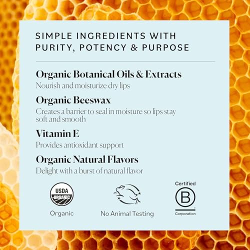 Sky Organics Organic Beeswax Lip Balm 4-Pack | Moisturizing
