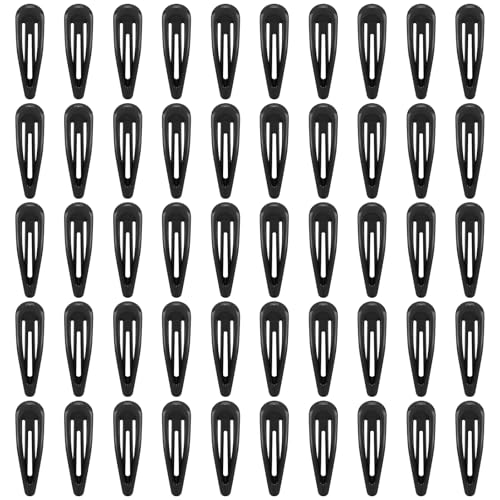 Black Snap Hair Clips 2 inch - 50 Pack Barrettes