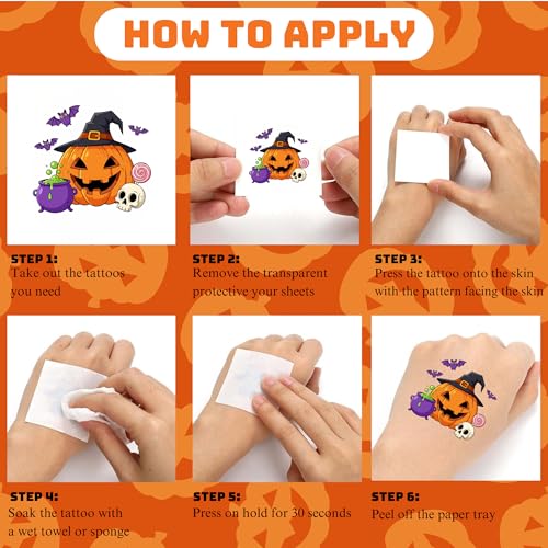 50 PCS Halloween Temporary Tattoos for Kids Party
