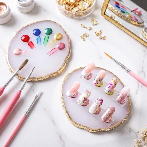 Pengxiaomei 2 Pcs Resin White Nail Art Palette, Polish Palette Nails