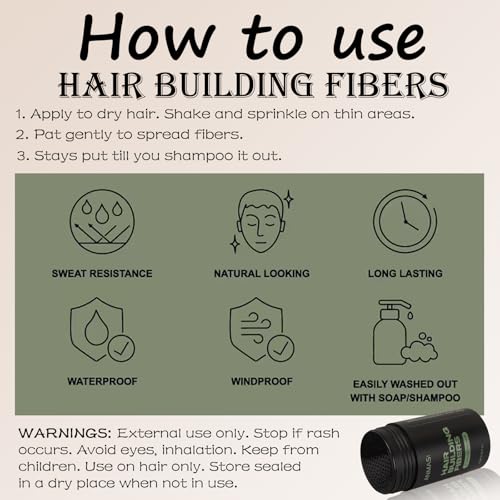Black Hair Building Fibers 22g - Instant Thicker Hair