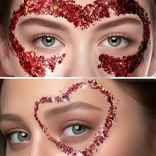 Teenitor 12-Color Glitter Gel Set with Face Gems & Hair Jewels