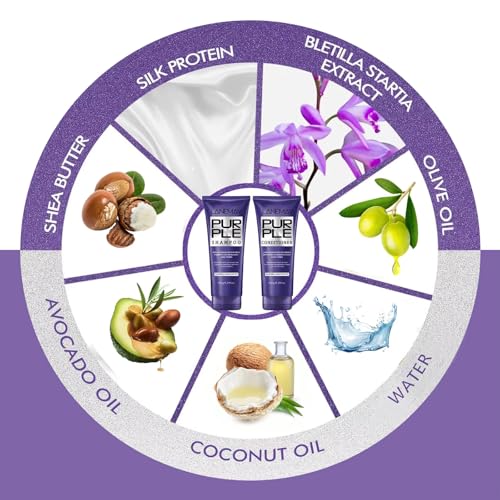 Purple Shampoo and Conditioner Set - SLS Free, 5.29 oz