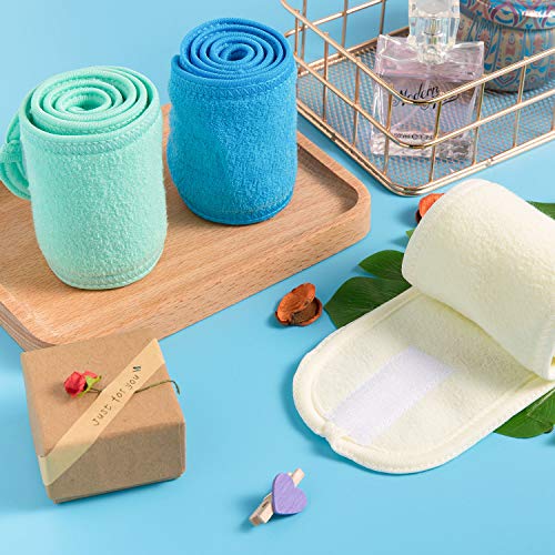 Whaline 3Pcs Spa Facial Headbands Set - Adjustable Terry Cloth Hair Wraps in Blue, Green, Yellow