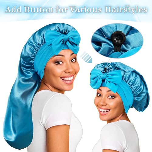 Long Satin Bonnet with Tie Band for Sleeping & Hair Protection