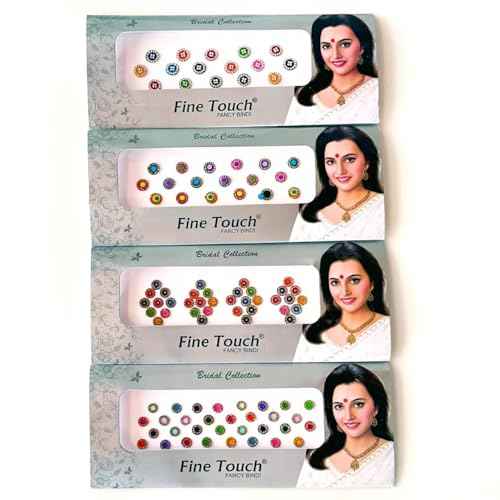 2 packs Bollywood Designer Bindis Premium Crystal Jewels Metallic Bindi Stickers Tattoos Forehead Tika (Round)