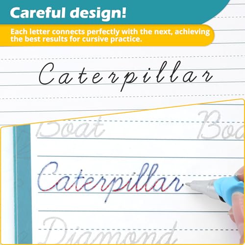 Cozodome Grooved Cursive Handwriting Workbook for Kids, Reusable Magic Practice Book