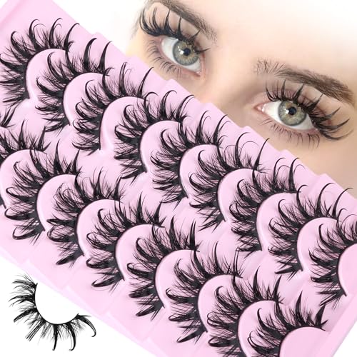 Manga Cat Eye False Eyelashes D-Curly Dramatic 12-20MM 9 Pairs