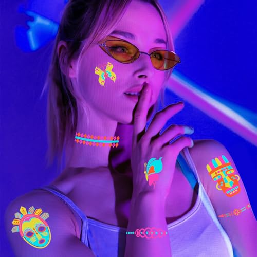 201pcs Glow in the Dark Temporary Tattoos - UV Party Pack