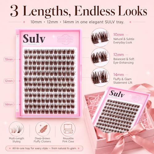 SULV Lash Clusters 144Pcs D Curl 8-20mm Eyelash Extensions