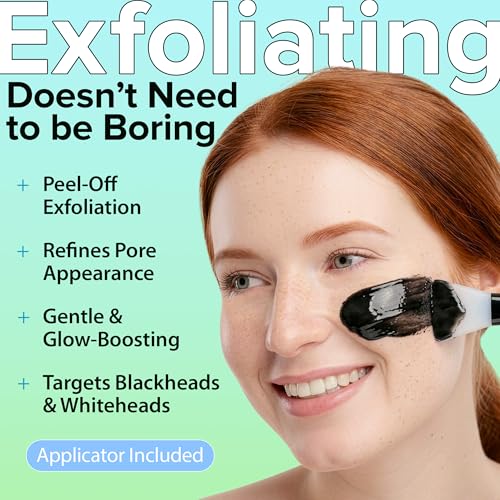Ebanel Charcoal Peel Off Face Mask Applicator Set, Deep Pore Cleansing Minimizer Blackhead Remover with Niacinamide, Hyaluronic Acid, Vitamin C, Green Tea, Deep Cleanse Black Masks Peel Off Gel Mask