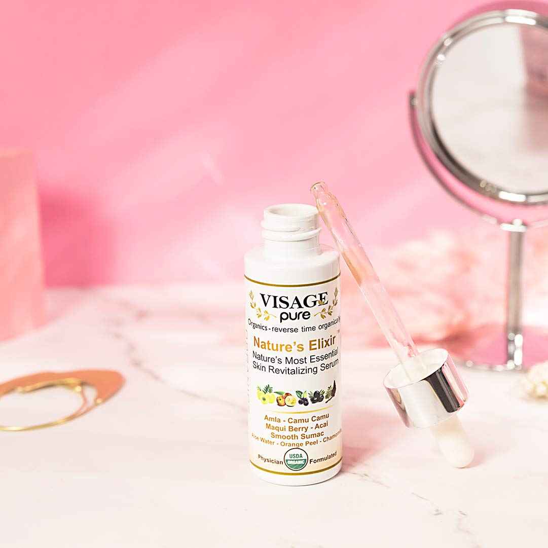 Visage Pure Nature's Elixir - Skin Revitalizing and Nourishing Face Serum - USDA Organic - Physician Formulated - Research Supported
