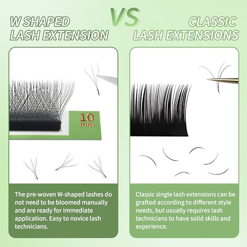 W Eyelash Extensions 3D Volume Premade Fan Natural Soft Matte Lash Professional Salon Supplies (3D,0.07,C,12mm)