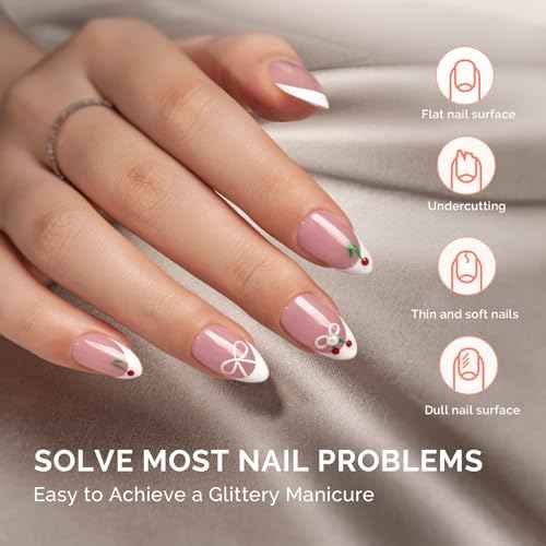 MelodySusie 2PCS 15ML Clear Builder Nail Base Gel for Nails Thickening,Soak Off UV Extension Gel,Rhinestone Nail Glue in a Bottle for Nail Art Design Gift for Women