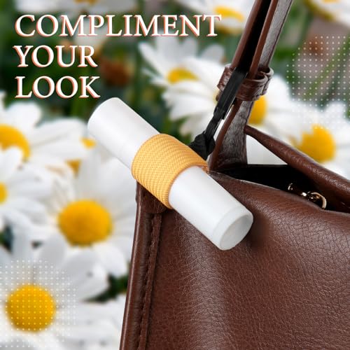 24 Pcs Bulk Mini Lip Balm Holders Elastic Lip Gloss Holders Keychain Lipstick Sleeves Portable Clip on for Lipsticks Keys Purse Lanyard