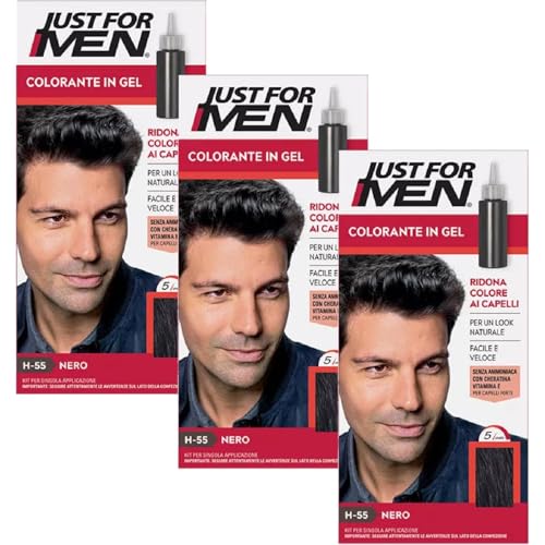 Just For Men Shampoo-In Hair Color Real Black H-55 Pack of 3