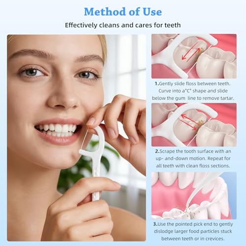 KSIA Klear Mint Dental Floss Picks - 100 Count, Hygienic Travel Flossers