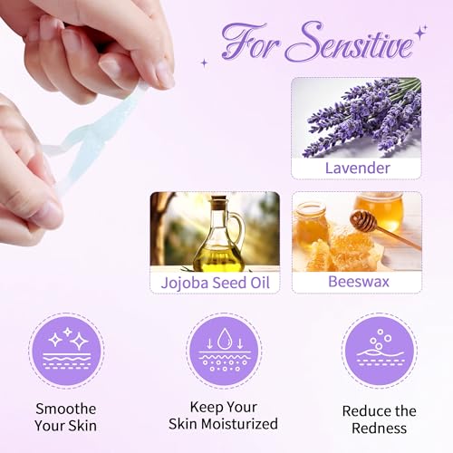 Beauty7 Sensitive High Arched Eyebrow Wax Strips Kit Eyebrow Waxing Strip 24 Strips with Pearl Powder Essential Oil for Sensitive Skin for Women