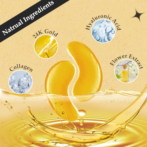 Adofect 30 Pairs Under Eye Patches -Reduce Eye Bags -24K Gold Eye Mask Collagen Under Eye Gel Pads for Puffiness and Dark Circle, Wrinkle, Revitalize and Refresh Your Skin