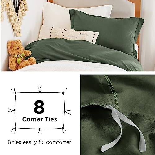 Bedsure Olive Green Duvet Cover Twin Size - Soft Prewashed Twin/Twin XL/Twin Extra Long Duvet Cover Set, 1 Duvet Cover 68x90 Inches with Zipper Closure and 1 Pillow Sham, Comforter Not Included