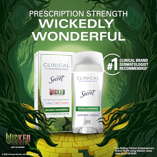 Olay Wicked Body Wash + Secret Invisible Solid Antiperspirant Deodorant Bundle, Wickedly Wonderful Elphaba¡¯s Edition, Cashmere Woods & Lime Scent, 20 fl oz + 2.6 oz (Pack of 2)