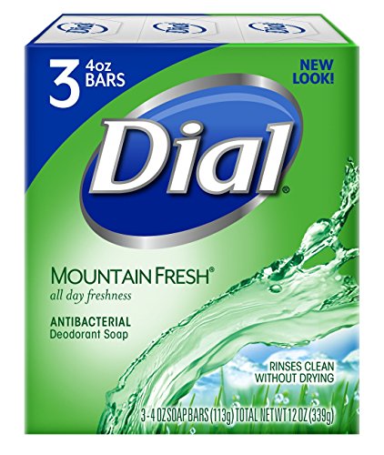 Dial Antibacterial Bar Soap, Mountain Fresh, 4 Ounce, 3 Bars