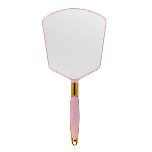 YCHMIR Handheld Mirror with Handle，Barber Hairdressing Handheld Mirrorfor for Salon (Pink)