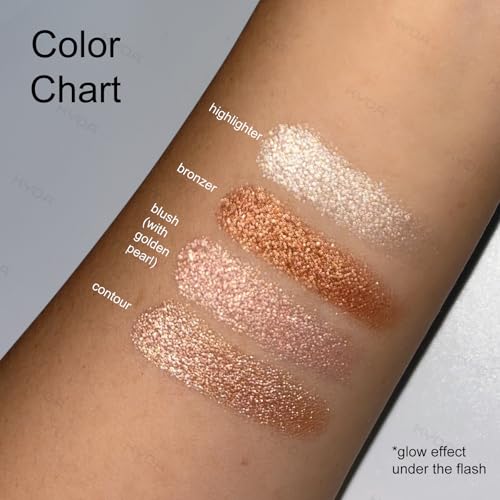 KYDA 4 Colors Eyes & Cheek Glow Palette - Full Size Shimmer Makeup Set for Mature Skin