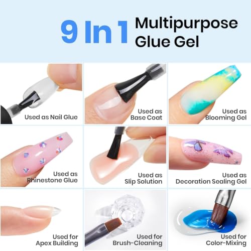 Beetles 9 in 1 Nail Glue Gel for Tips & Clear Acrylic Nails - 7.5ML, Variation 0-1