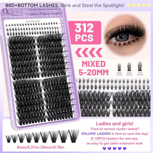 DIY Cluster Eyelash Extension Kit - 1274Pcs with Bond, Remover & Tools